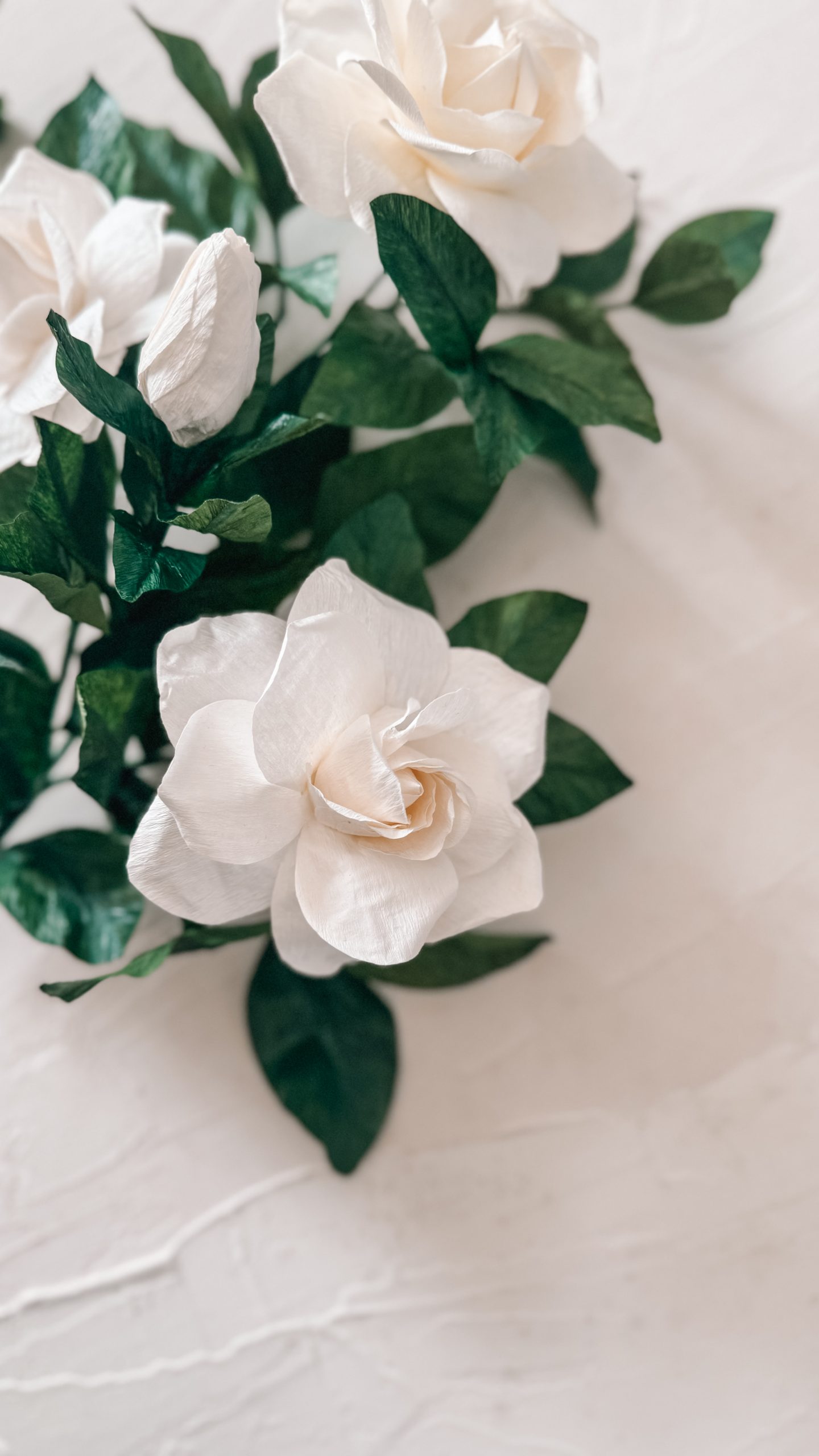 Gardenia de papel crepe